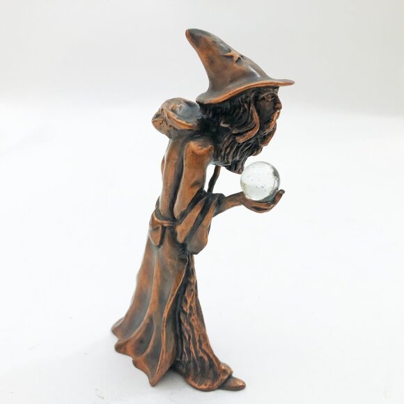 Wizard Merlin Bronze Statue Figurine 6" w/Crystal Ball Heavy 2.25Lb - Picture 4 of 9
